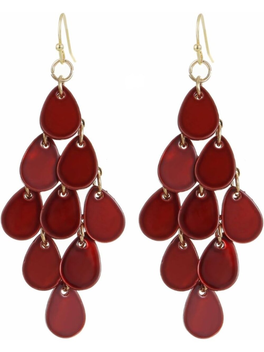 Womens Burnt Orange Rhombic Drop Statement Summer Beach Cluster Dangle Earring